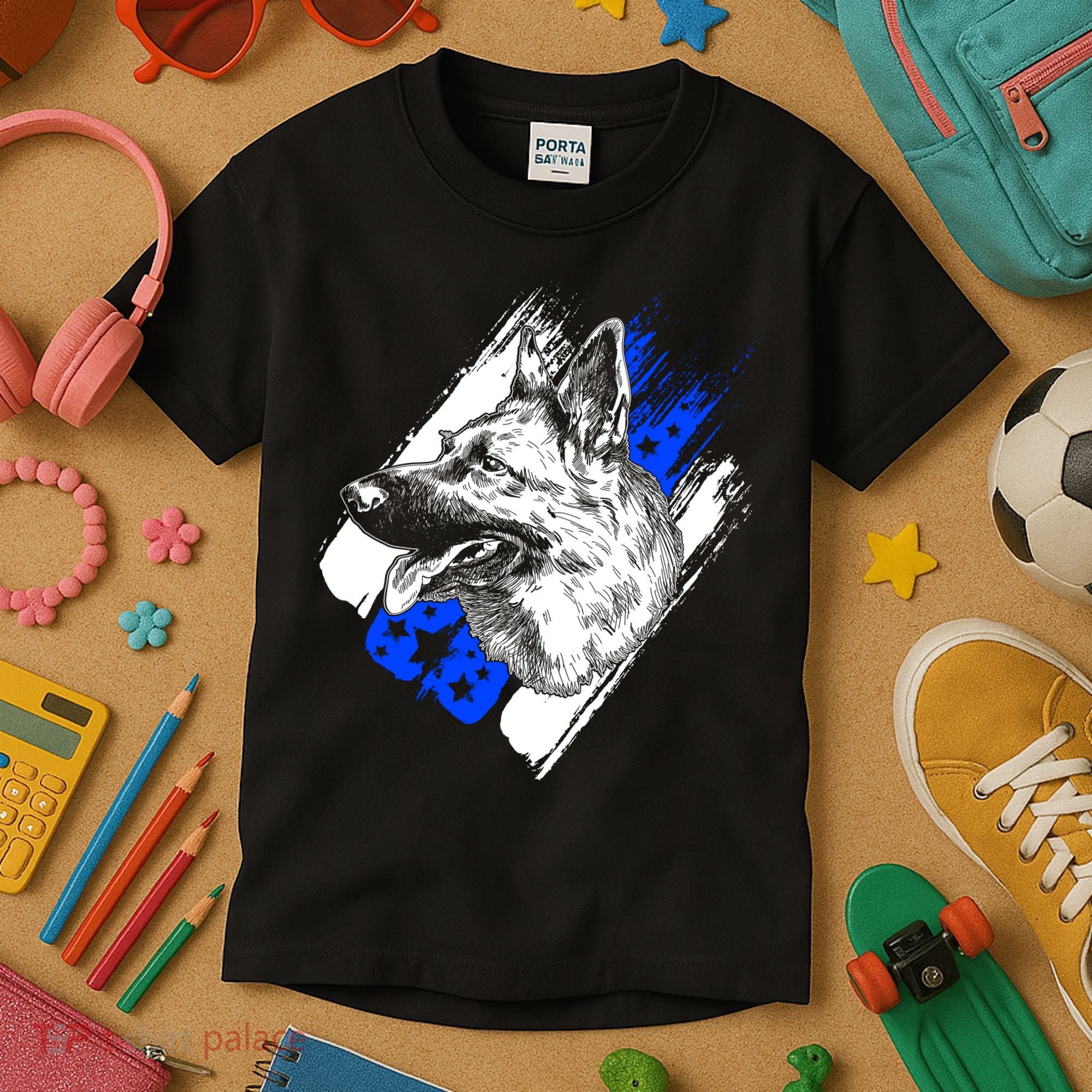 K-9 Police Dog Blue Line Kids T-Shirt
