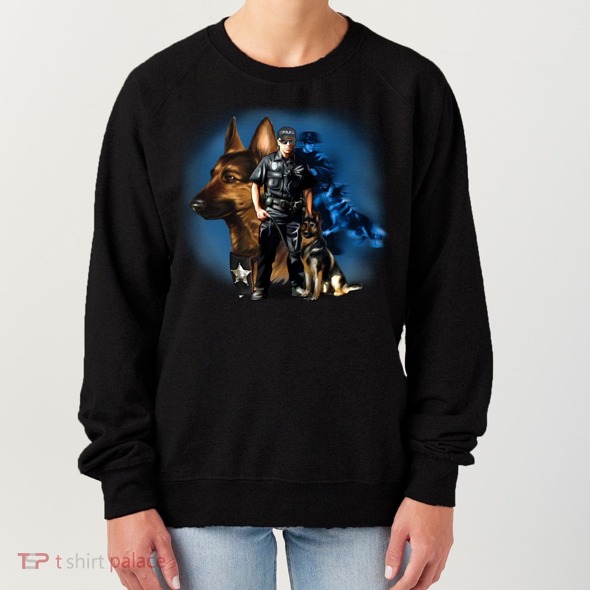 K-9 With Police Officer Silhouette  Women's Sweatshirt