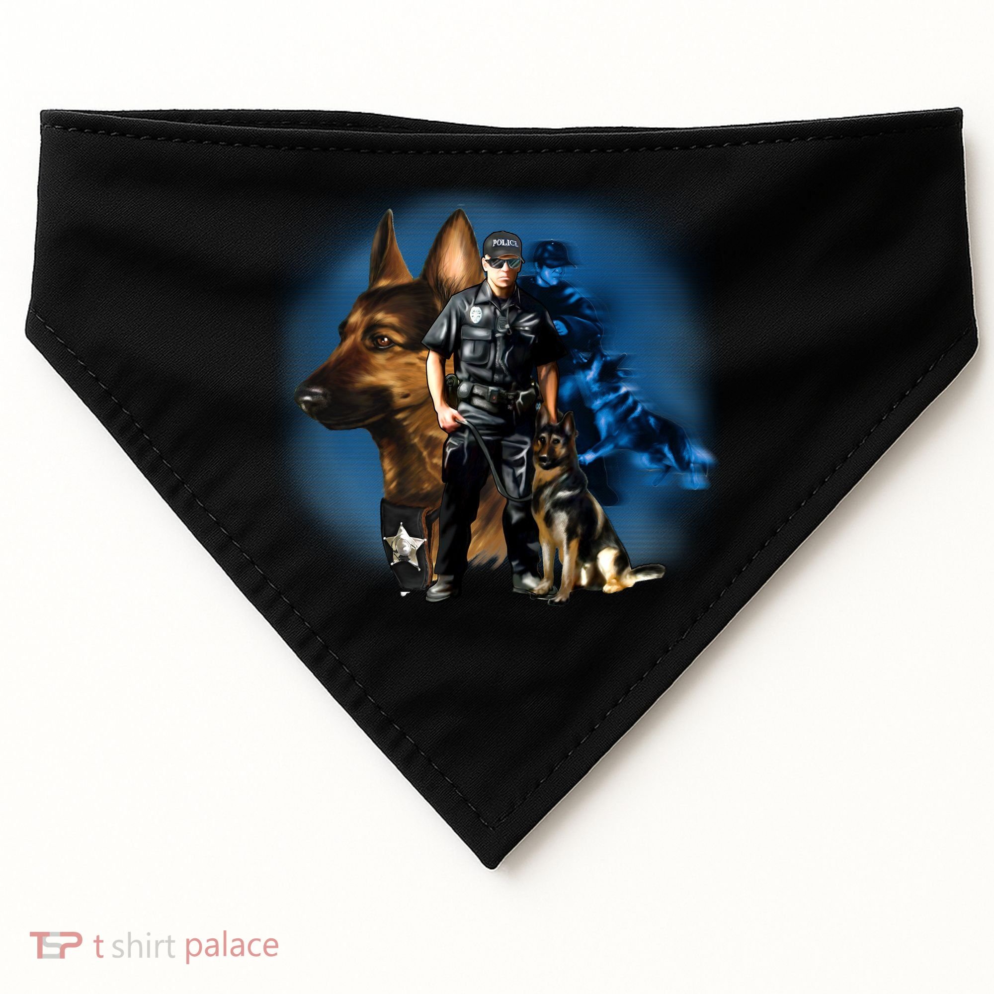K-9 With Police Officer Silhouette  USA-Made Doggie Bandana