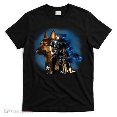 K-9 With Police Officer Silhouette  T-Shirt