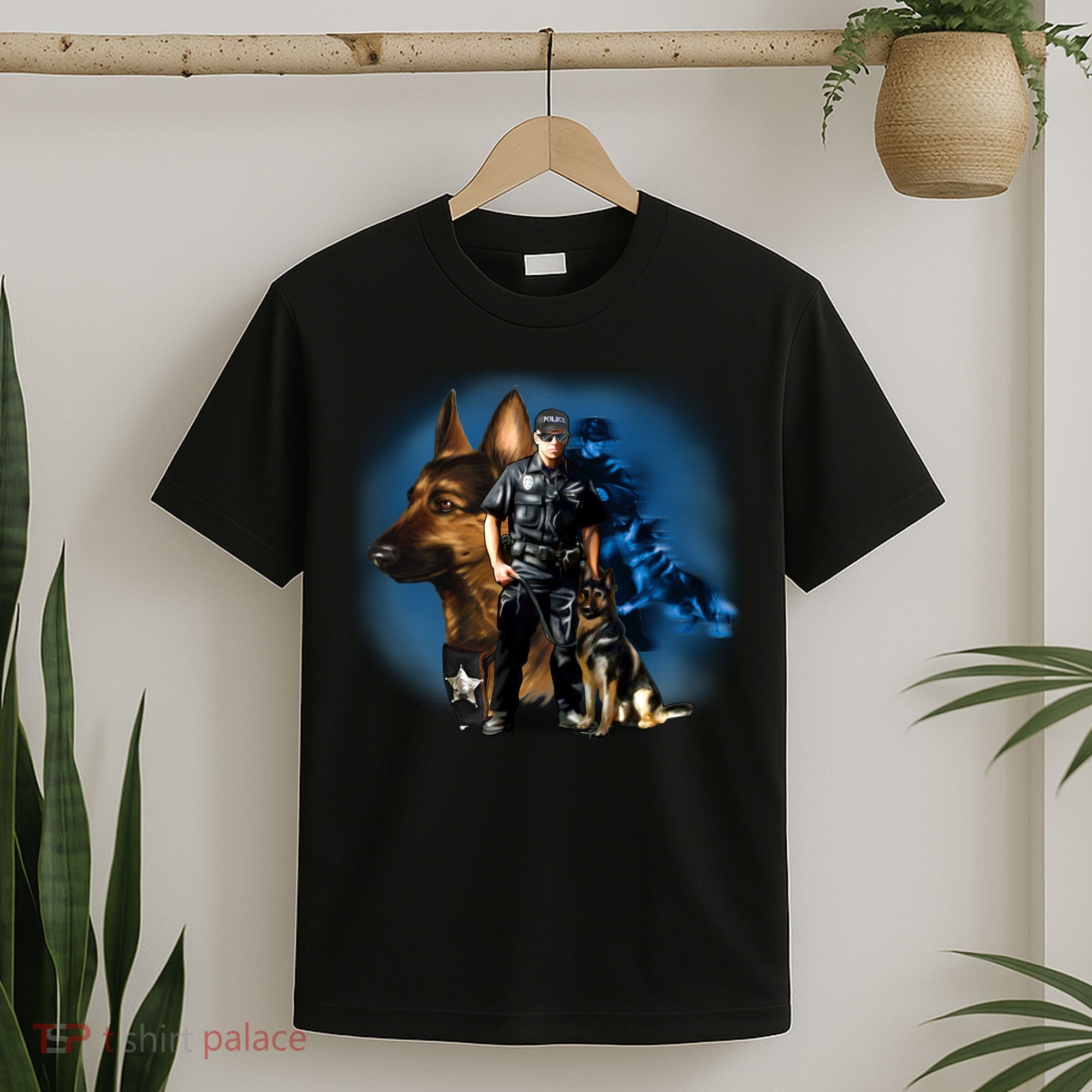 K-9 With Police Officer Silhouette  T-Shirt