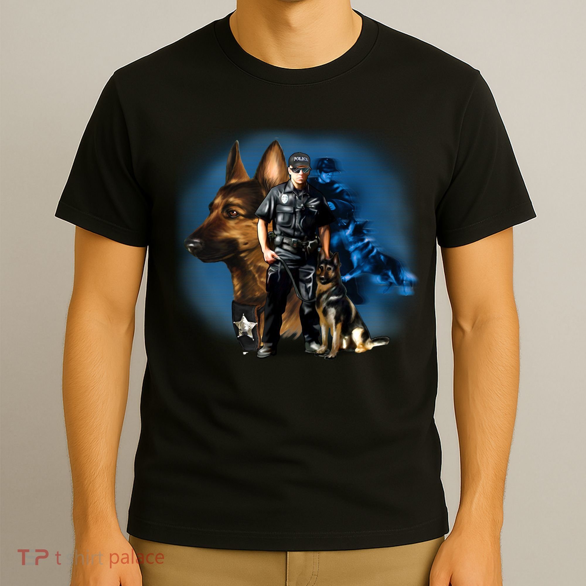 K-9 With Police Officer Silhouette  T-Shirt