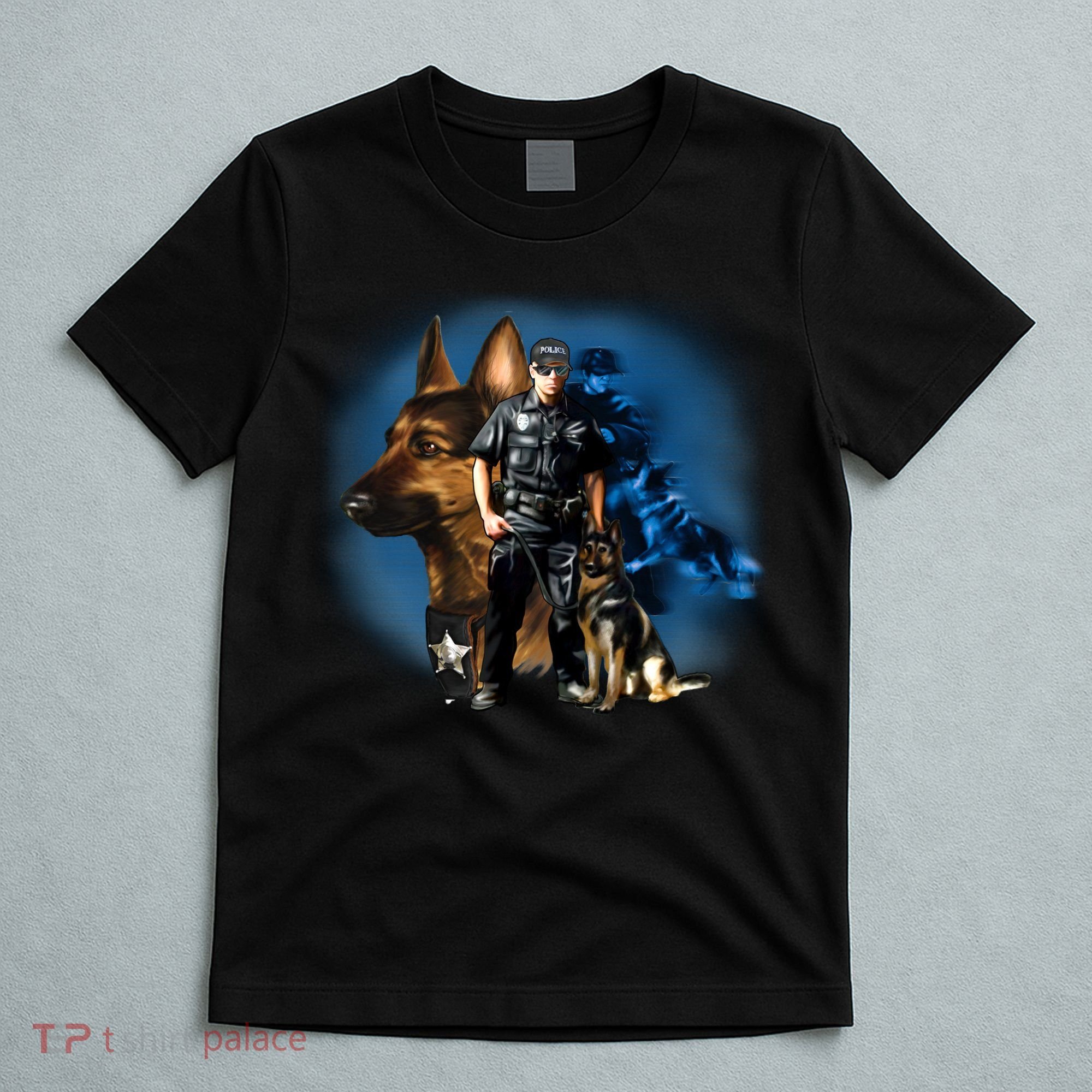 K-9 With Police Officer Silhouette  T-Shirt