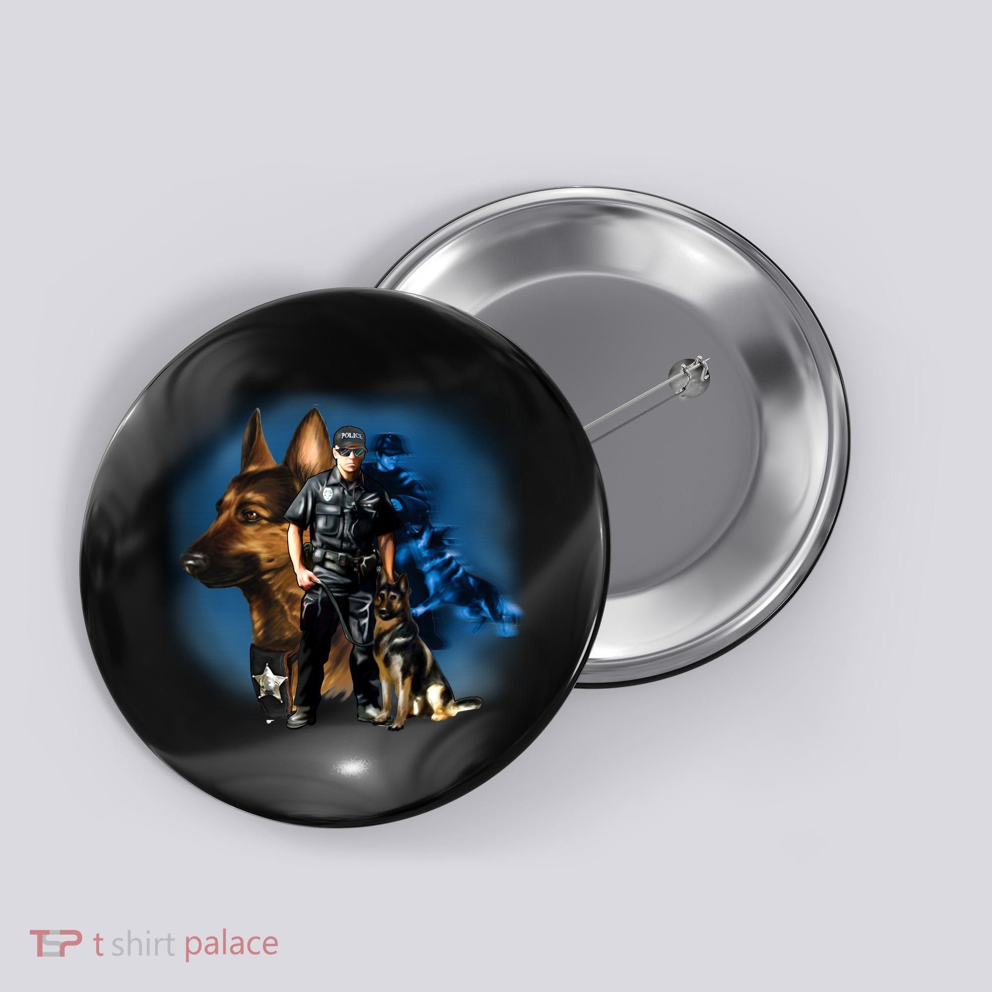 K-9 With Police Officer Silhouette  Button