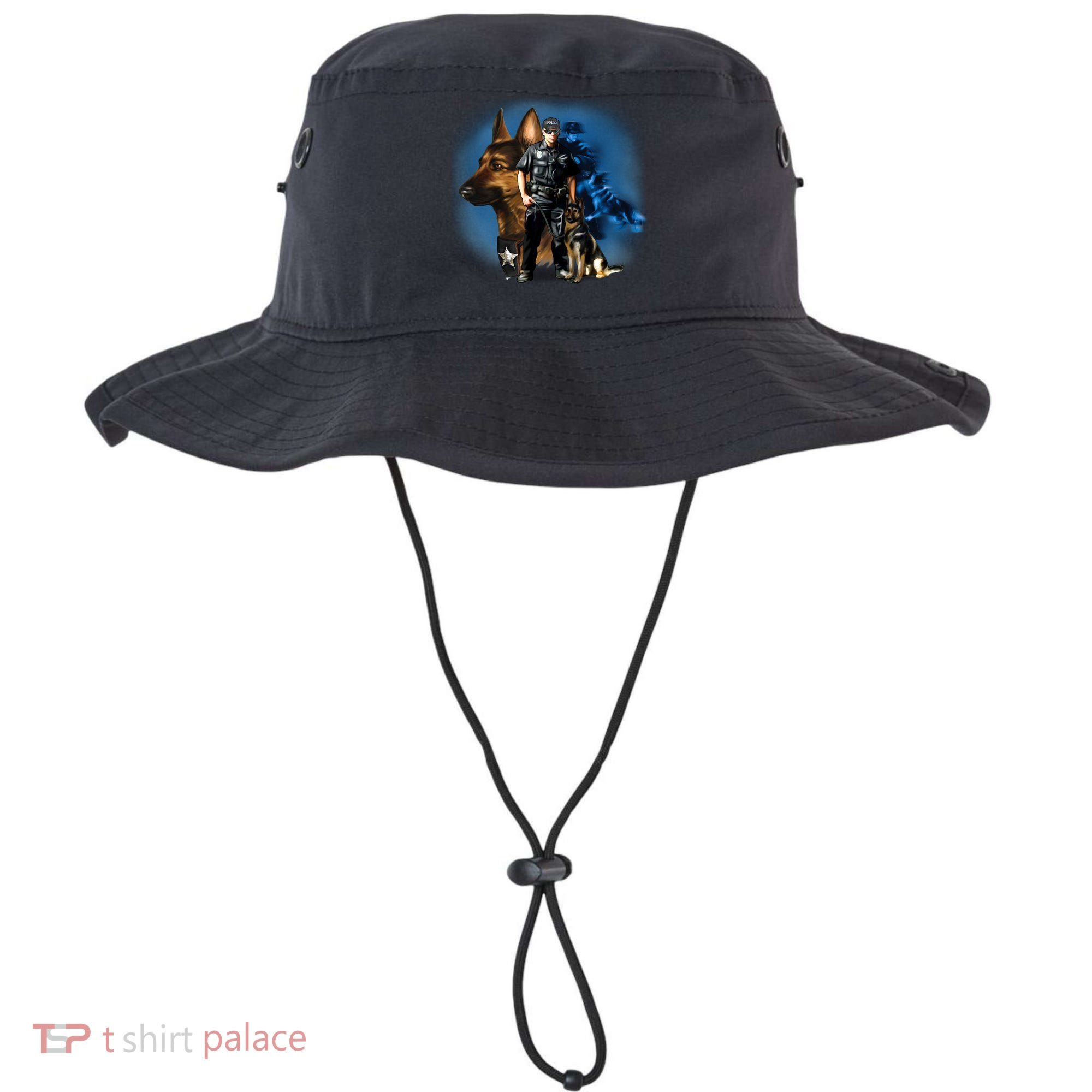 K-9 With Police Officer Silhouette  Bucket Hat