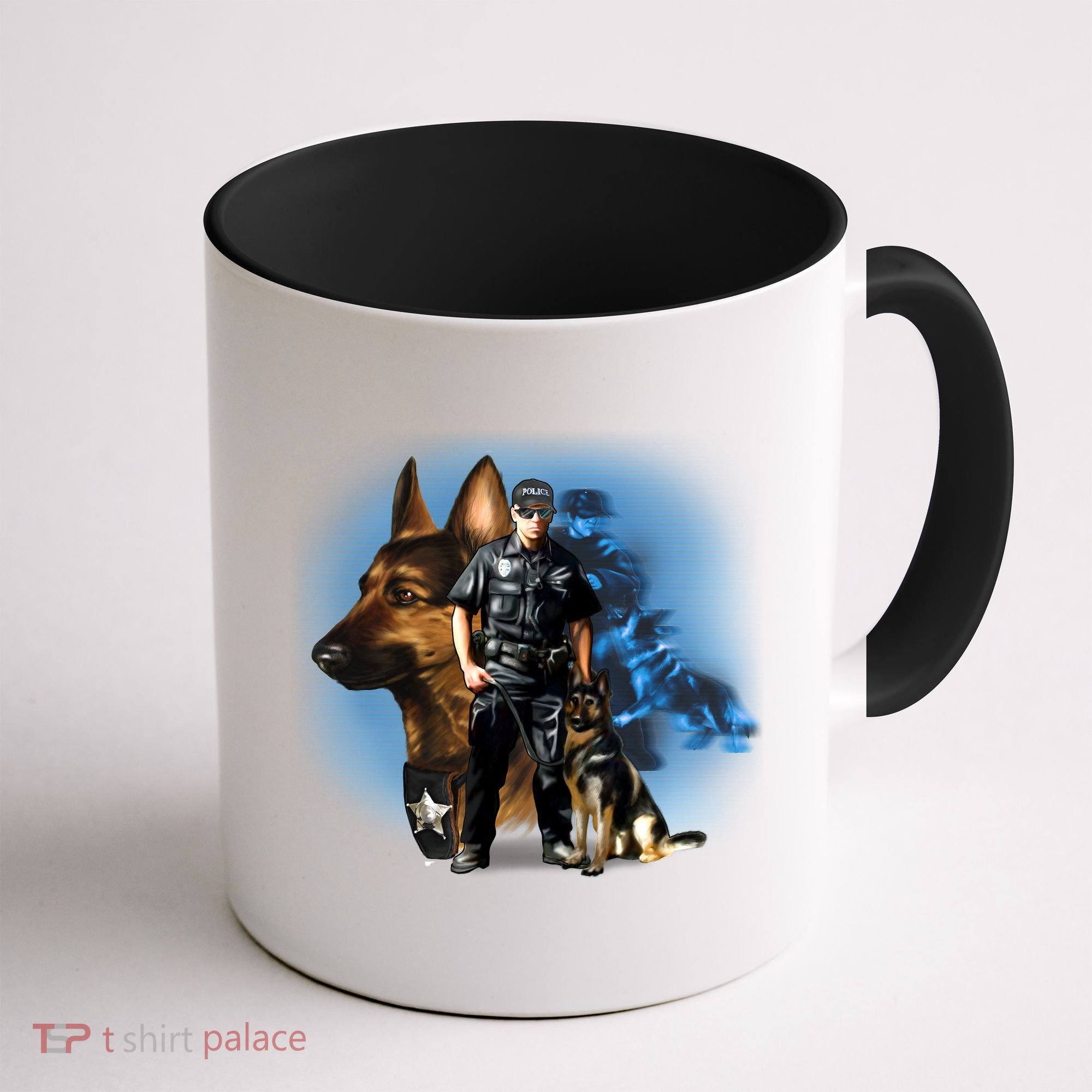 K-9 With Police Officer Silhouette  Coffee Mug