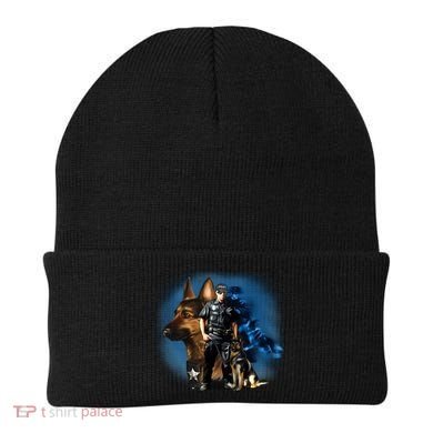 K-9 With Police Officer Silhouette  Beanie