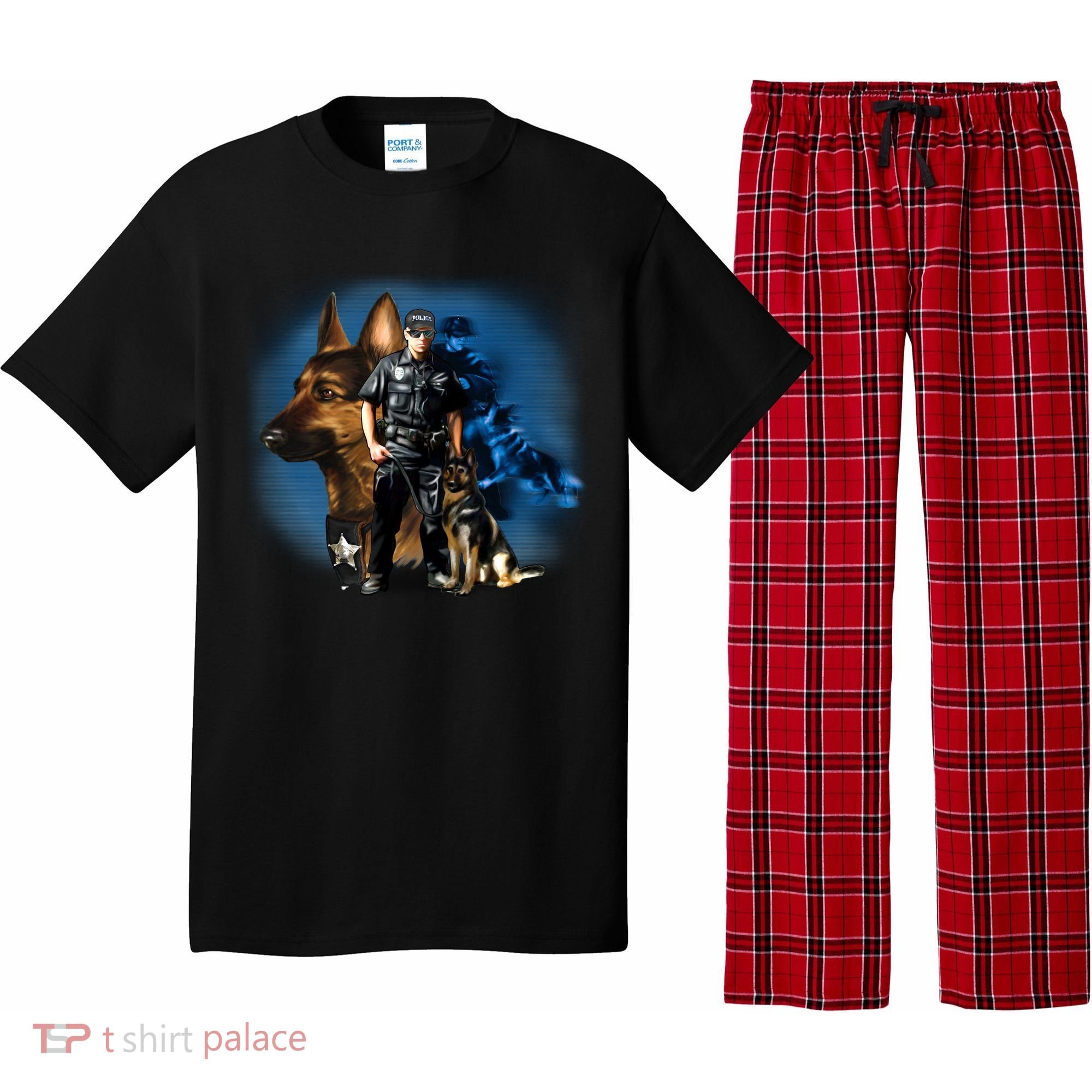 K-9 With Police Officer Silhouette  Pajama Set