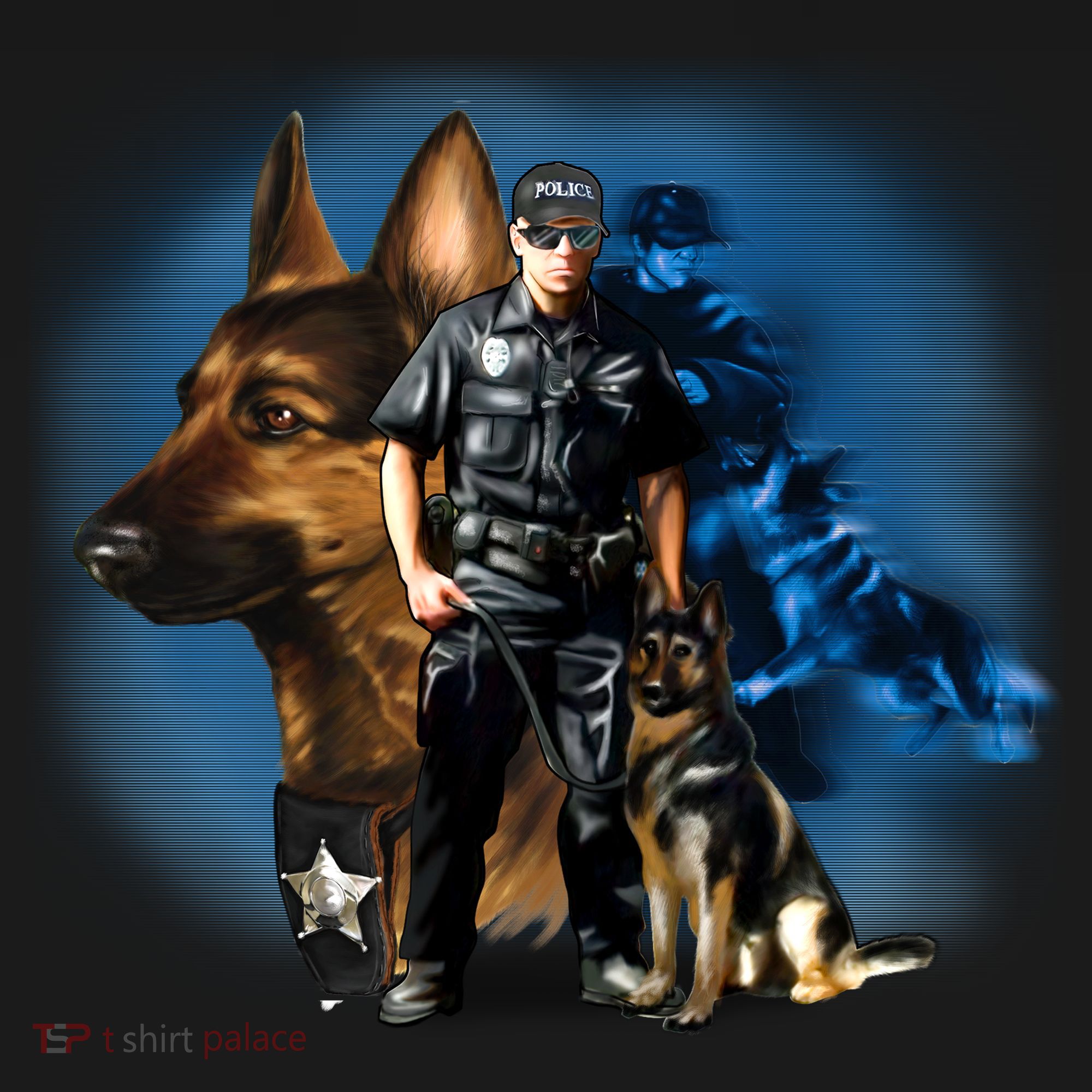 K-9 With Police Officer Silhouette  Polo