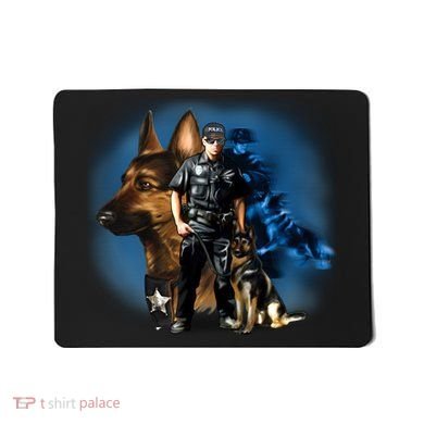 K-9 With Police Officer Silhouette  Mousepad