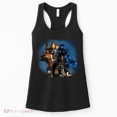 K-9 With Police Officer Silhouette  Women's Tank Top