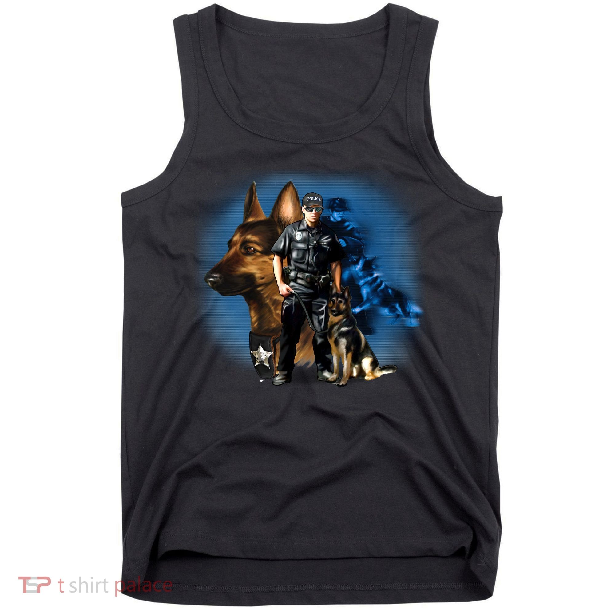 K-9 With Police Officer Silhouette  Tank Top