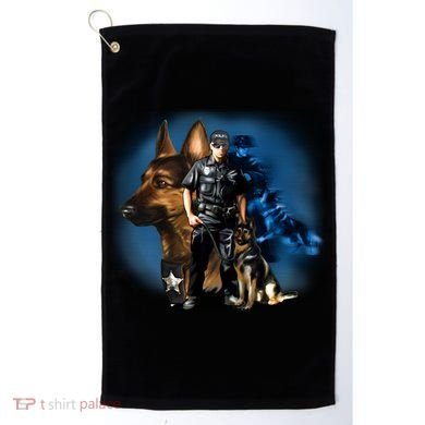 K-9 With Police Officer Silhouette  Golf Towel