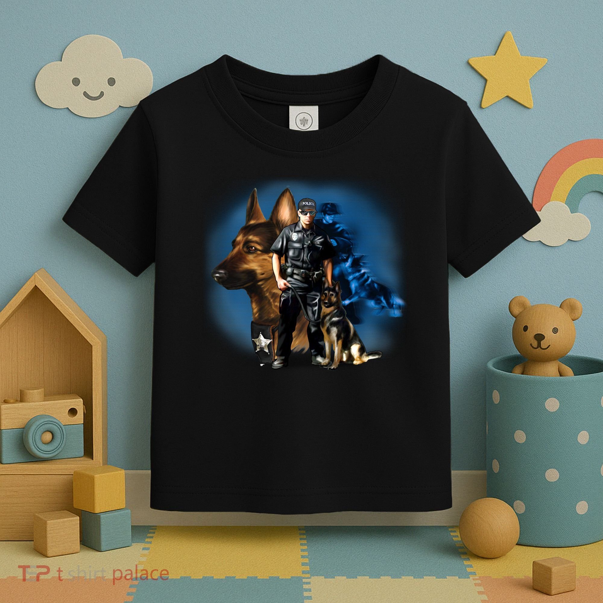 K-9 With Police Officer Silhouette  Toddler T-Shirt