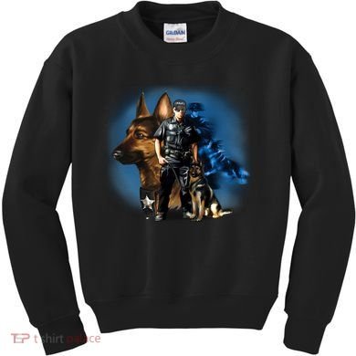 K-9 With Police Officer Silhouette  Kids Sweatshirt