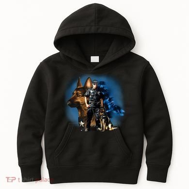 K-9 With Police Officer Silhouette  Kids Hoodie