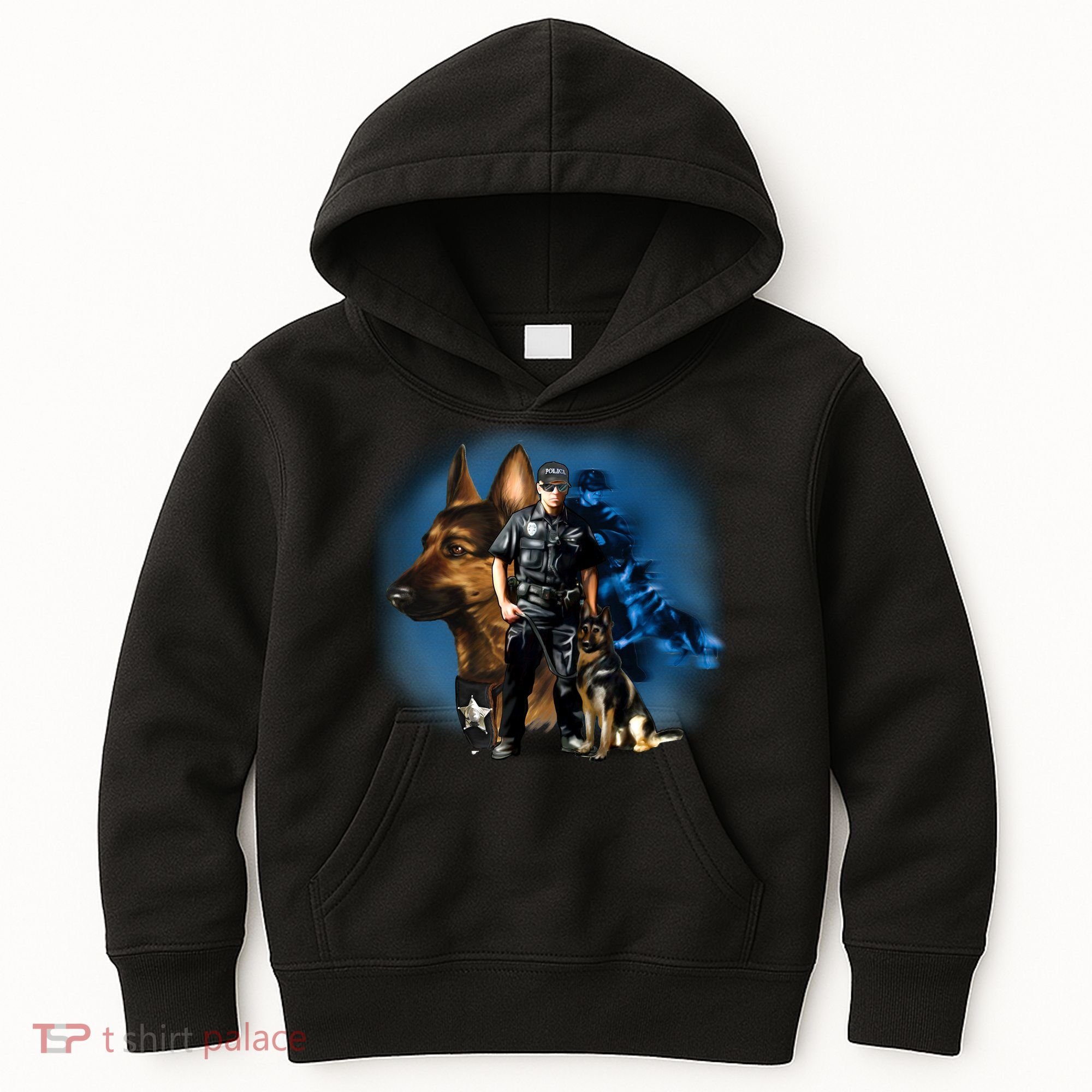 K-9 With Police Officer Silhouette  Kids Hoodie