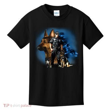 K-9 With Police Officer Silhouette  Kids T-Shirt