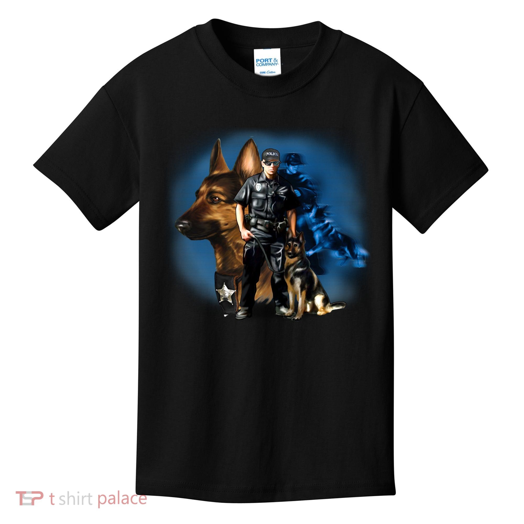K-9 With Police Officer Silhouette  Kids T-Shirt