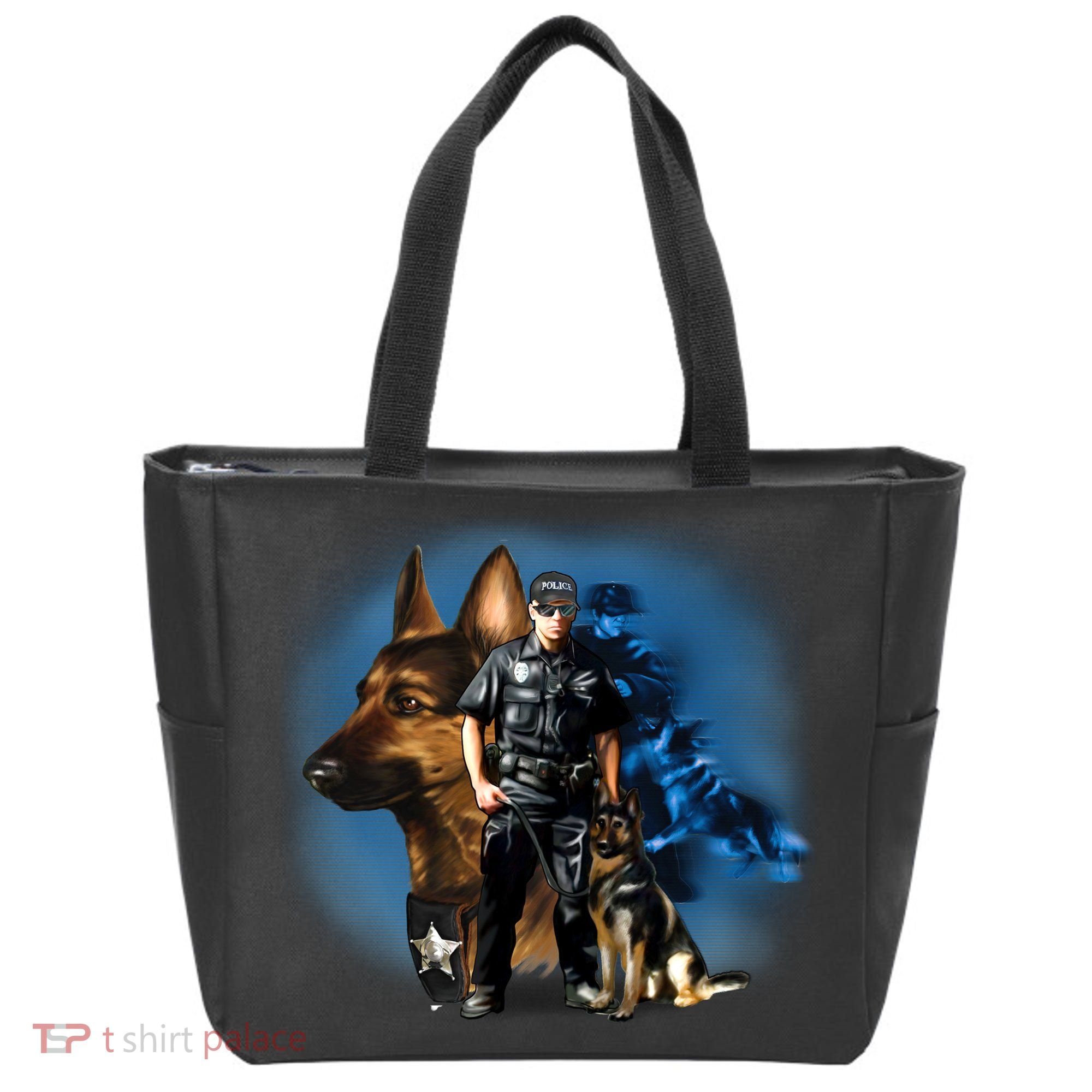 K-9 With Police Officer Silhouette  Tote Bag