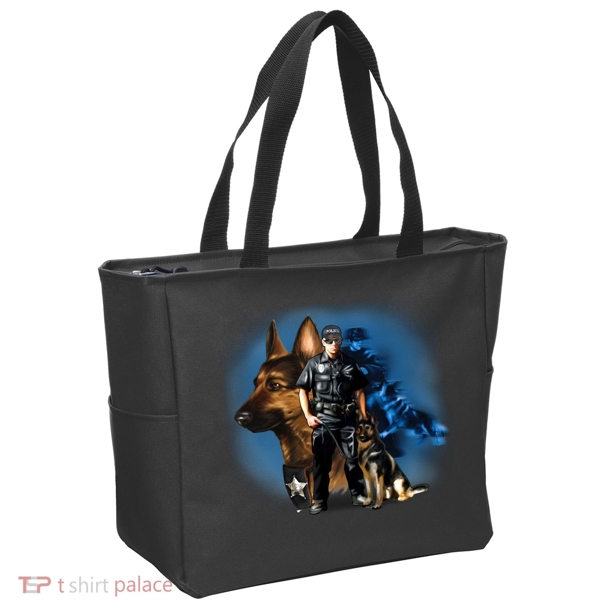 K-9 With Police Officer Silhouette  Tote Bag