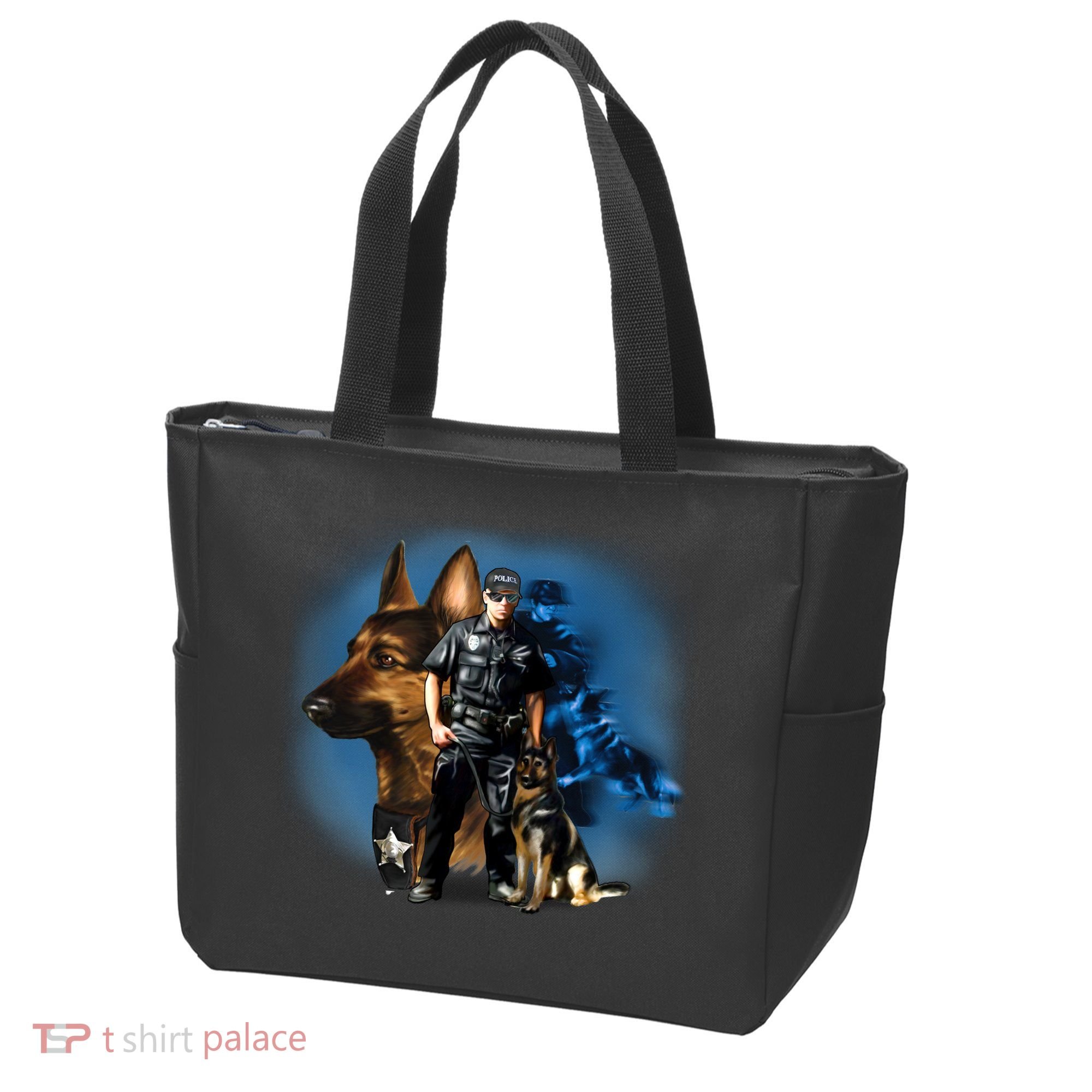 K-9 With Police Officer Silhouette  Tote Bag