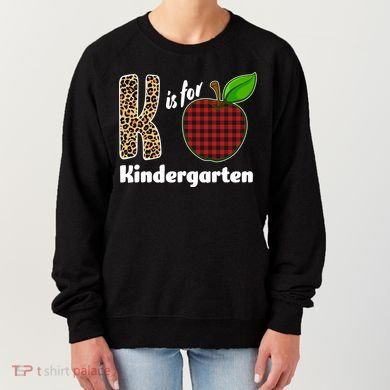 K Is For Kindergarten Teacher Leopard Buffalo Plaid Women's Sweatshirt