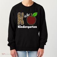 K Is For Kindergarten Teacher Leopard Buffalo Plaid Women's Sweatshirt thumb 0