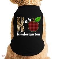 K Is For Kindergarten Teacher Leopard Buffalo Plaid Doggie Tank thumb 0