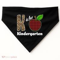 K Is For Kindergarten Teacher Leopard Buffalo Plaid USA-Made Doggie Bandana thumb 0