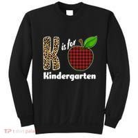 K Is For Kindergarten Teacher Leopard Buffalo Plaid Sweatshirt thumb 0