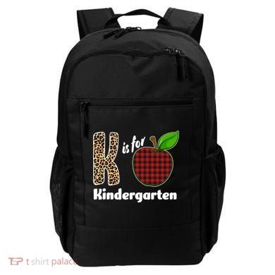K Is For Kindergarten Teacher Leopard Buffalo Plaid Backpack