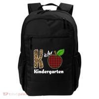 K Is For Kindergarten Teacher Leopard Buffalo Plaid Backpack thumb 0