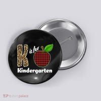K Is For Kindergarten Teacher Leopard Buffalo Plaid Button thumb 0