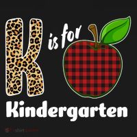 K Is For Kindergarten Teacher Leopard Buffalo Plaid Button thumb 1