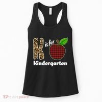 K Is For Kindergarten Teacher Leopard Buffalo Plaid Women's Tank Top thumb 0
