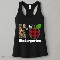 K Is For Kindergarten Teacher Leopard Buffalo Plaid Women's Tank Top thumb 3