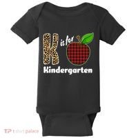 K Is For Kindergarten Teacher Leopard Buffalo Plaid Baby Bodysuit thumb 0
