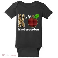 K Is For Kindergarten Teacher Leopard Buffalo Plaid Baby Bodysuit thumb 0
