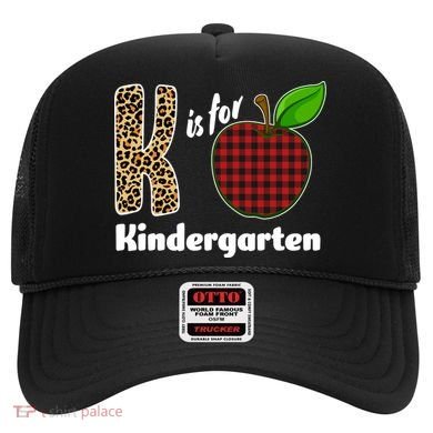 K Is For Kindergarten Teacher Leopard Buffalo Plaid Hat