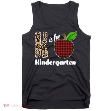K Is For Kindergarten Teacher Leopard Buffalo Plaid Tank Top