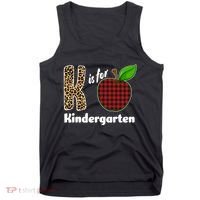 K Is For Kindergarten Teacher Leopard Buffalo Plaid Tank Top thumb 0