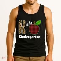 K Is For Kindergarten Teacher Leopard Buffalo Plaid Tank Top thumb 3