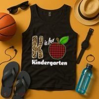 K Is For Kindergarten Teacher Leopard Buffalo Plaid Tank Top thumb 4
