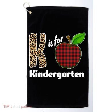 K Is For Kindergarten Teacher Leopard Buffalo Plaid Golf Towel