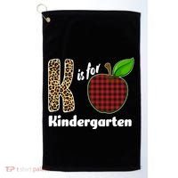 K Is For Kindergarten Teacher Leopard Buffalo Plaid Golf Towel thumb 0