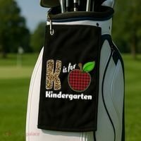 K Is For Kindergarten Teacher Leopard Buffalo Plaid Golf Towel thumb 2