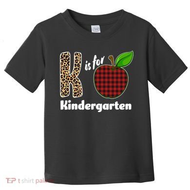 K Is For Kindergarten Teacher Leopard Buffalo Plaid Toddler T-Shirt