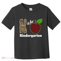 K Is For Kindergarten Teacher Leopard Buffalo Plaid Toddler T-Shirt thumb 0