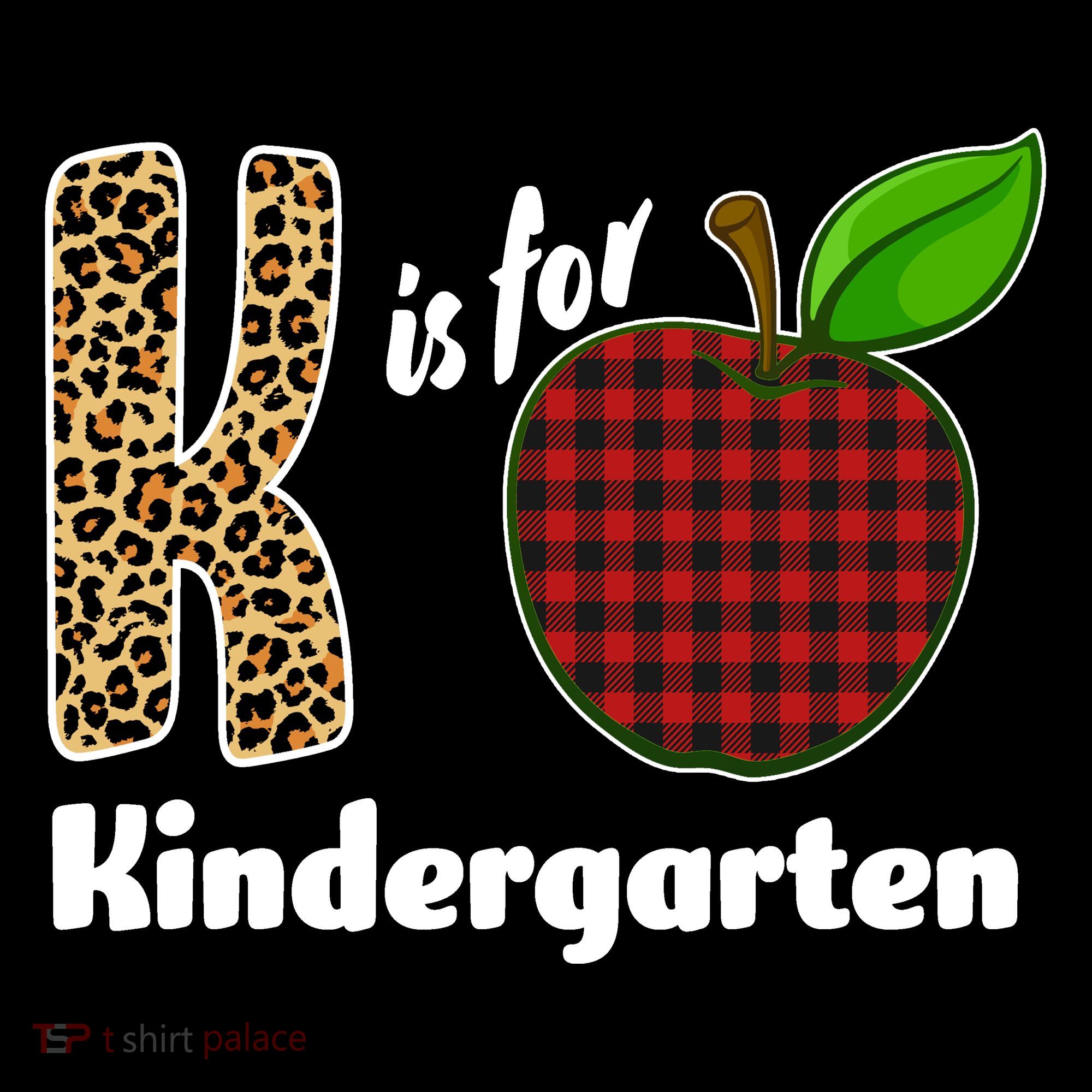 K Is For Kindergarten Teacher Leopard Buffalo Plaid Women's T-Shirt